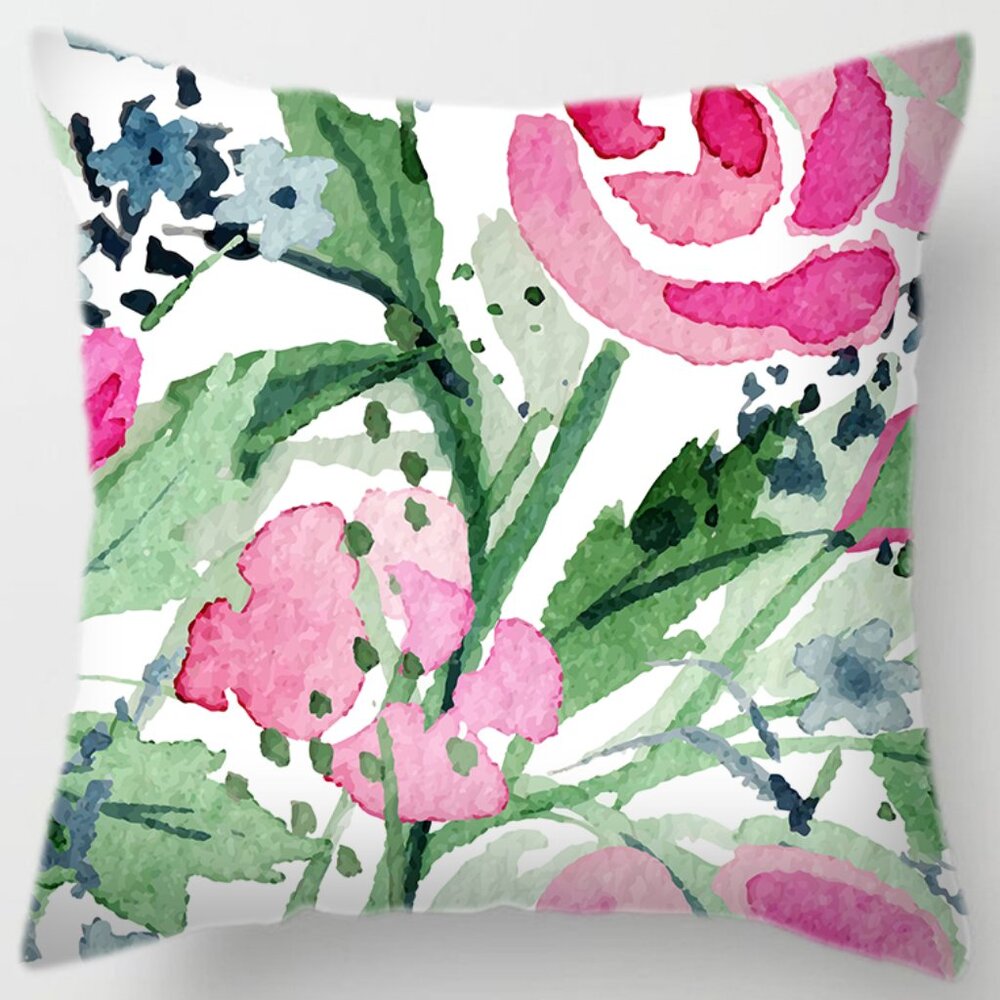 Abstract Pink Flower Garden Pillow Cover